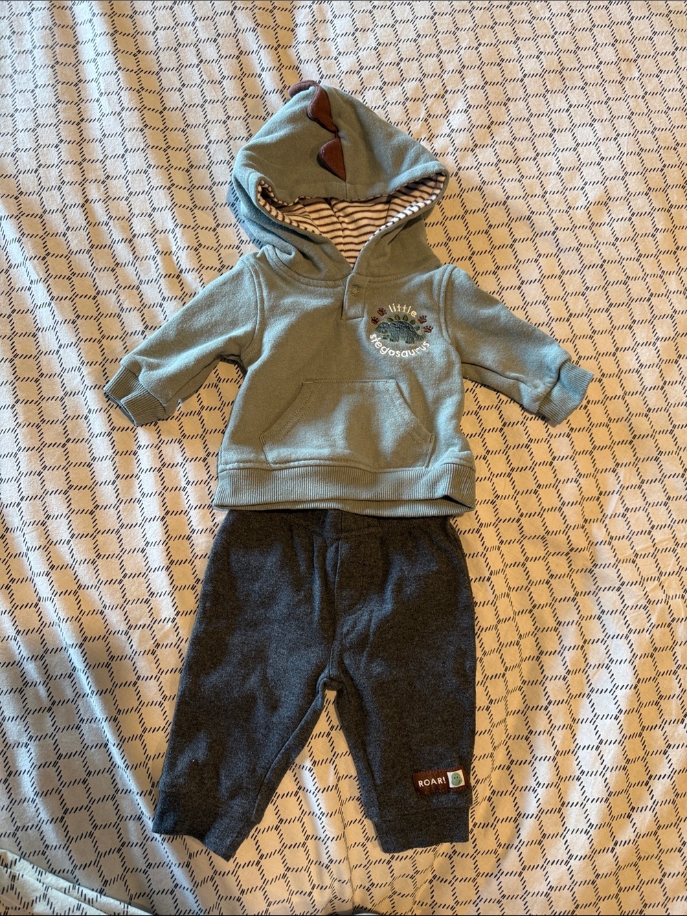 Kids Headquarters Dino Hoodie & Charcoal Joggers - Sage Green & Charcoal